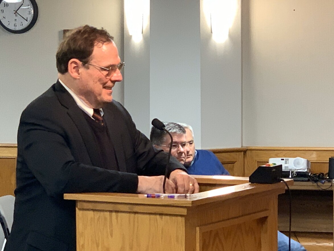 Retiring Hamilton County Engineer Ted Hubbard addressing the county comission Thursday.